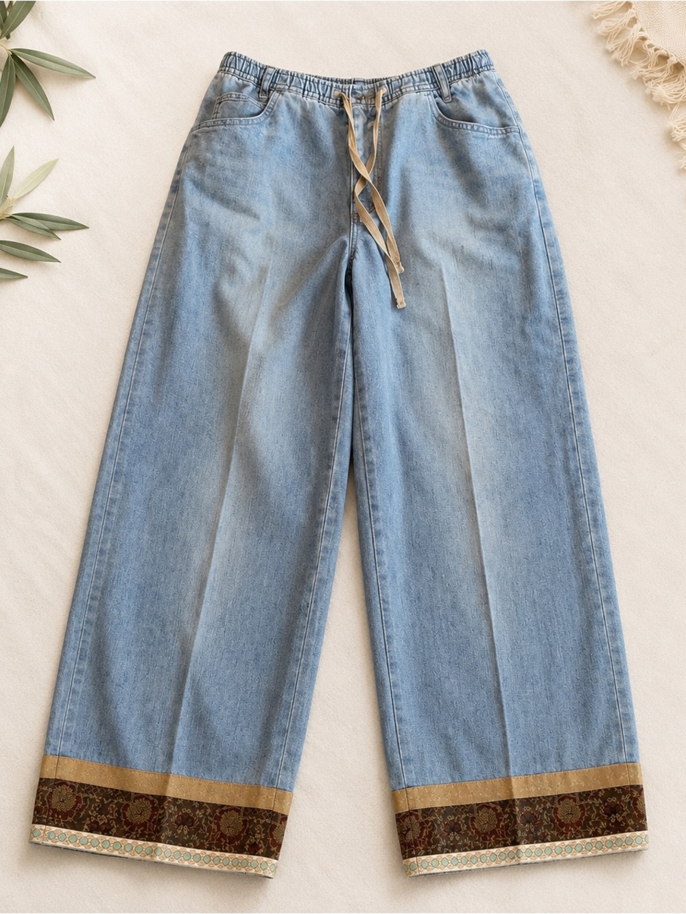 Vintage J. Jill Wide Leg Chambray Boho Pants 10T Tall